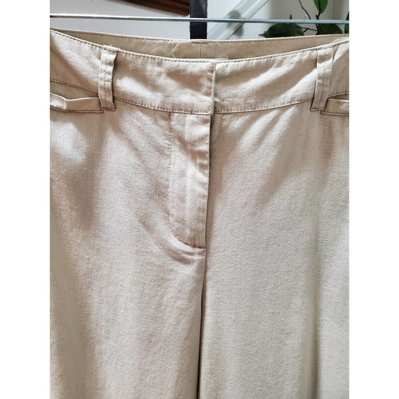 Newyork & Co. Women's Ivory Linen Mid Rise Pull On Wide Leg Dress Pant Size 14 - Picture 3 of 12